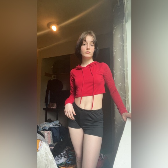 Attached LA Vintage Red Crop Top Hoodie - Picture 3 of 5